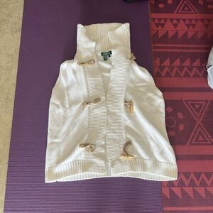Lauren Ralph Lauren Cream Knit Vest with Toggle Closures